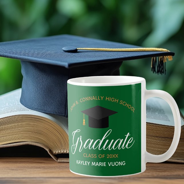 Green Graduate Custom Class of 2025 Abschluss Kaffeetasse (Von Creator hochgeladen)