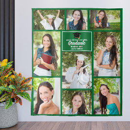 Green Graduate Foto Collage 2025 Graduation Party Wandteppich