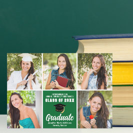 Green Graduate Foto Collage Moderner Abschluss Ankündigung