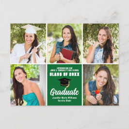 Green Graduate Foto Collage Moderner Abschluss Postkarte