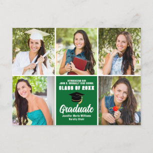 Green Graduate Foto Collage Moderner Abschluss Postkarte