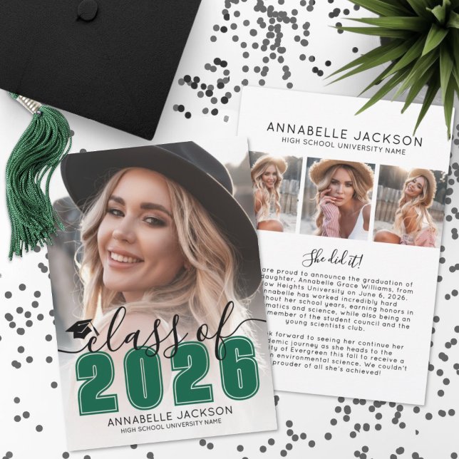 Green Graduate Photo Graduation Ankündigung (Green Graduate Photo Graduation Announcement )
