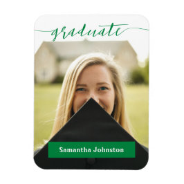 Green Graduate Script Modernes Foto Magnet