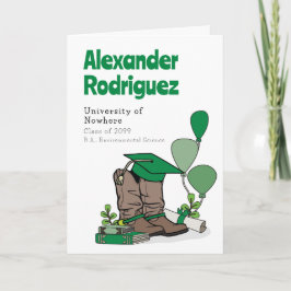 Green Graduation Cap Cowboy Boot Arrangement Einladung