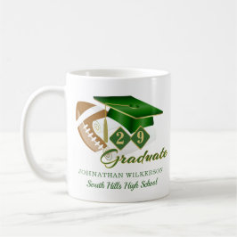 Green Graduation Cap Football Personalisiert Kaffeetasse