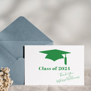 Green Graduation Cap - Graduate Danke Postkarte