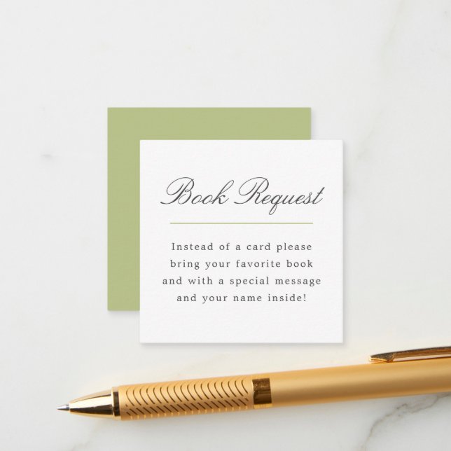 Green Grand Millennium Book Request Baby Showdusch Begleitkarte (Vorderseite/Rückseite Beispiel)