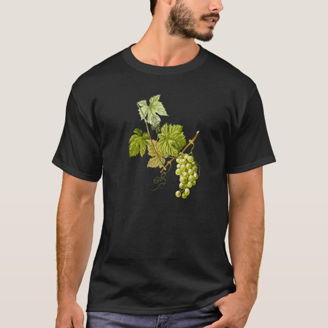 Green Grape Vine Botanical Illustration T-Shirt (Vorderseite)