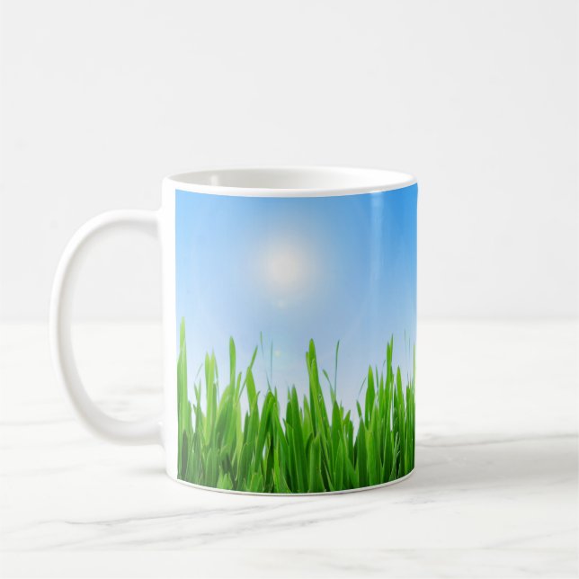 Green Grass And Sky Banner Kaffeetasse (Links)
