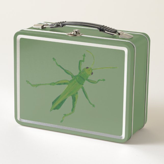 Green Grasshopper Insect Lunch Boxes Metall Brotdose (Vorderseite)