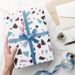 Green Gray Abstrakt Terrazzo Mosaic Steinmuster Mu Geschenkpapier