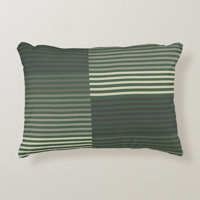 Green, Gray, Black, Cream Stripes Dekokissen (Vorderseite)