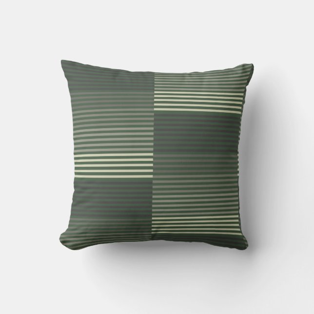 Green, Gray, Black, Cream Stripes Kissen (Vorderseite)