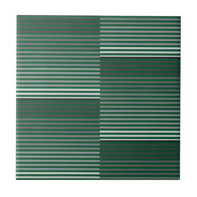 Green, Gray, Black, White Stripes Fliese (Vorderseite)