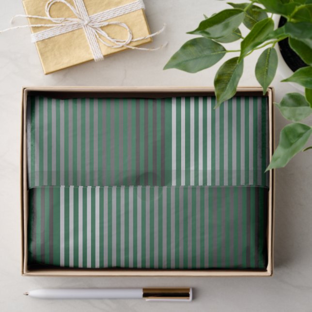 Green, Gray, Black, White Stripes Seidenpapier (Geschenk)