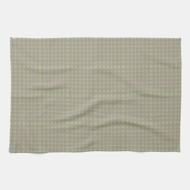 Green Gray Gingham Kariert Pattern Geschirrtuch (Horizontal)
