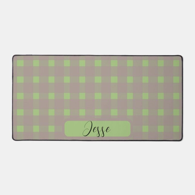Green Gray Gingham Pattern Schreibtischunterlage (Vorderseite)