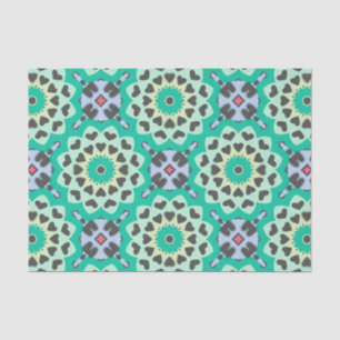 Green & Gray Hearts Ethnic Boho Geometric Muster Seidenpapier