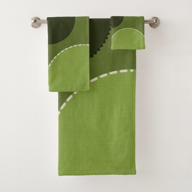 Green Gray Polka Dot Abstrakt  Badhandtuch Set (Insitu)
