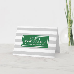 Green Gray Stripes Anniversary Card des Mitarbeite Karte