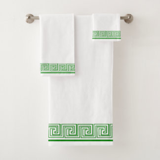 Green Grecian Frieze Design Badhandtuch Set