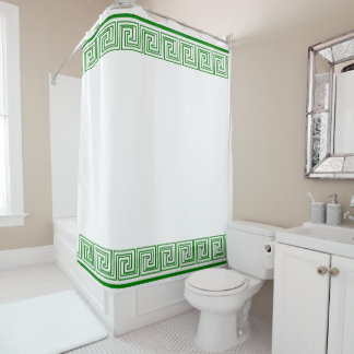 Green Grecian Frieze Design Duschvorhang