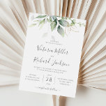Green Green Gold Geometric Rustic Wedding Einladung<br><div class="desc">Schöne Hochzeitseinladung mit Aquarell Eukalyptus und goldenen Blätter.</div>