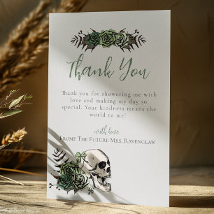 Green Grey Floral Skull Rose Irish Brautparty Dankeskarte