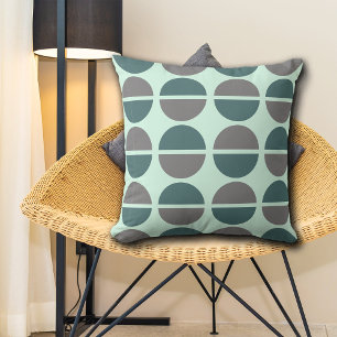 Green Grey Mint Circles Polka Dots Throw Pillow Kissen