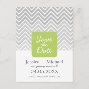 Green Grey Ombre Zickzack Wedding Save the Date An Ankündigungspostkarte
