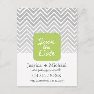 Green Grey Ombre Zickzack Wedding Save the Date An Ankündigungspostkarte