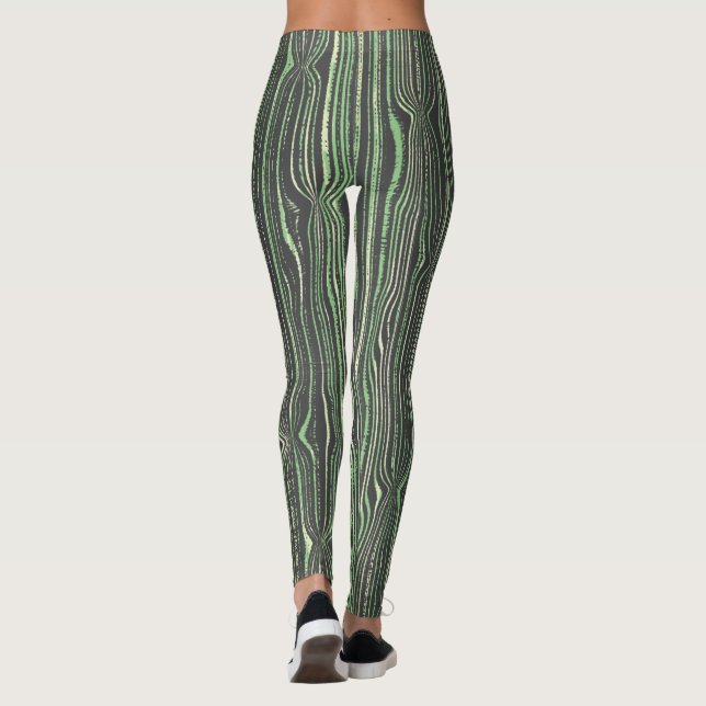 Green & Grey Pinch, Nip, Tuck, Streifen Leggings (Rückseite)