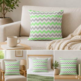 Green & Grey Zickzack Square Kissen