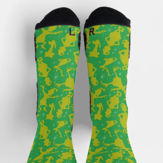 Green Grinch Ice Skaten Pattern Socken (Oben)