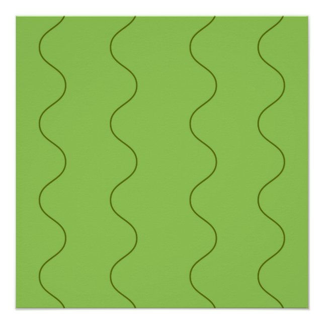 Green Groovy Wavy Line Abstrakt Modernes Minimalis Poster (Vorderseite)