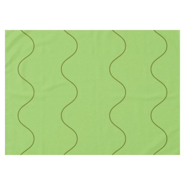 Green Groovy Wavy Line Abstrakt Modernes Minimalis Tischdecke (Vorderseite (Horizontal))
