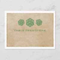 Green Grunge D20 Dice Gamer Tischnummer Postkarte