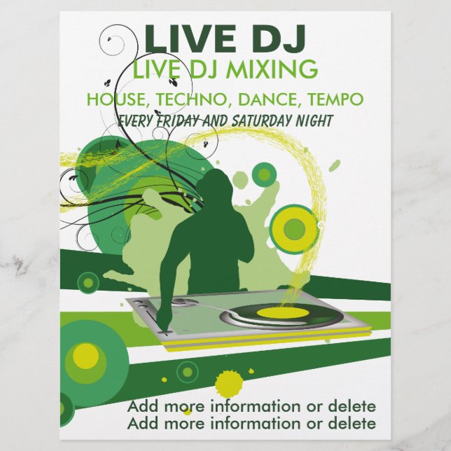 Green Grunge Live DJ Flyer (Vorne)