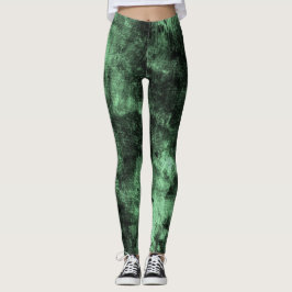 Green Grunge Textured Spandex Leggings