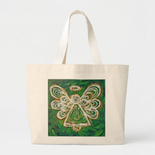 Green Guardian Angel Art Custom Tote Bag Jumbo Stoffbeutel