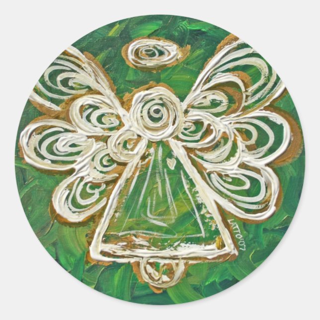 Green Guardian Angel Art Decal Stickers (Vorderseite)