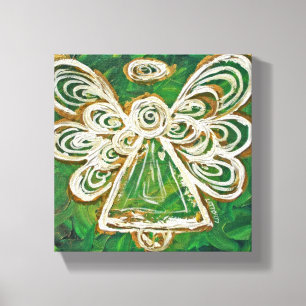 Green Guardian Angel Art Wrapped Canvas Malerei Leinwanddruck