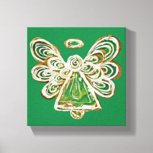 Green Guardian Angel Art Wrapped Canvas Malerei Leinwanddruck