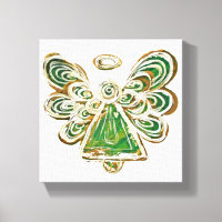 Green Guardian Angel Art Wrapped Canvas Malerei