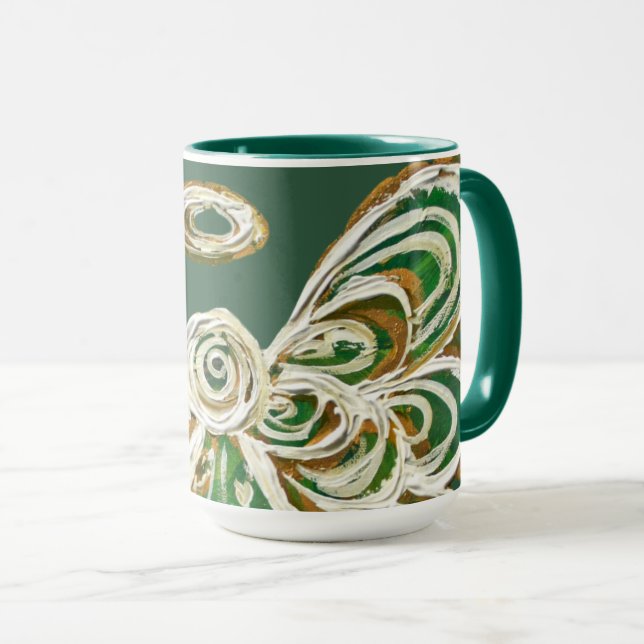 Green Guardian Angel Christmas Art Tasse Cups (VorderseiteRechts)