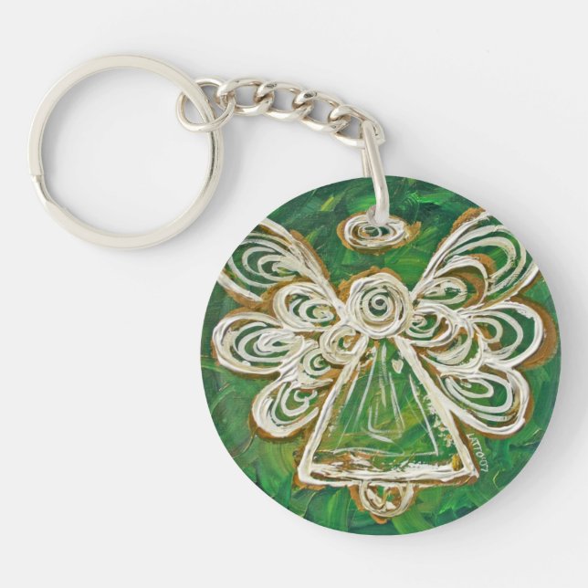 Green Guardian Angel Custom Schlüsselanhänger (Vorderseite)