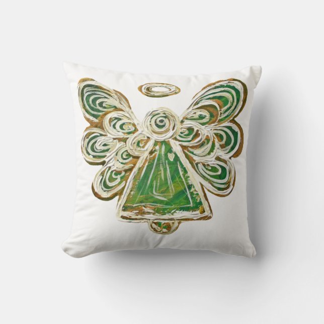 Green Guardian Angel Decorative Art Throw Kissen (Vorderseite)