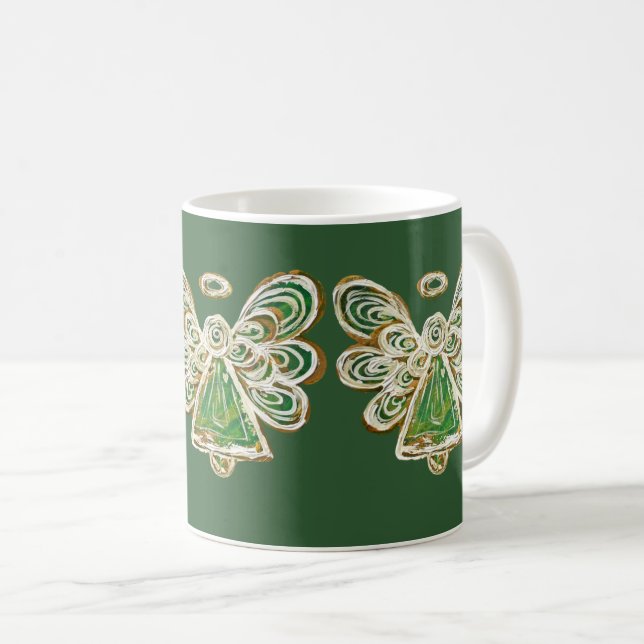 Green Guardian Angel Holiday Art Tasse Cup (VorderseiteRechts)