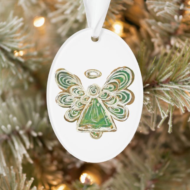 Green Guardian Angel Holiday Pendant Ornament (Baum)