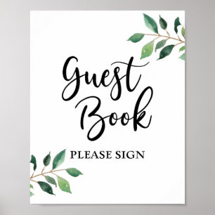 Green Guest Book Wedding oder Party Sign Poster